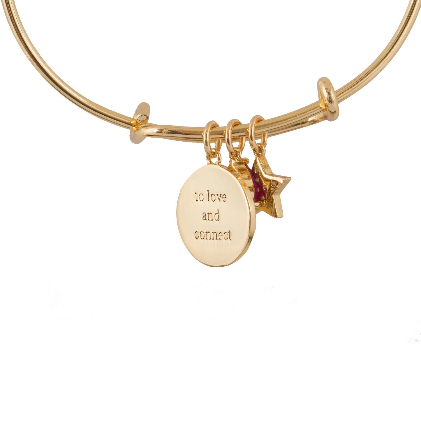 'To Love And Connect' Celestial Graduation Bangle 16k Real Gold plating with Zirconia Crystals and Brass