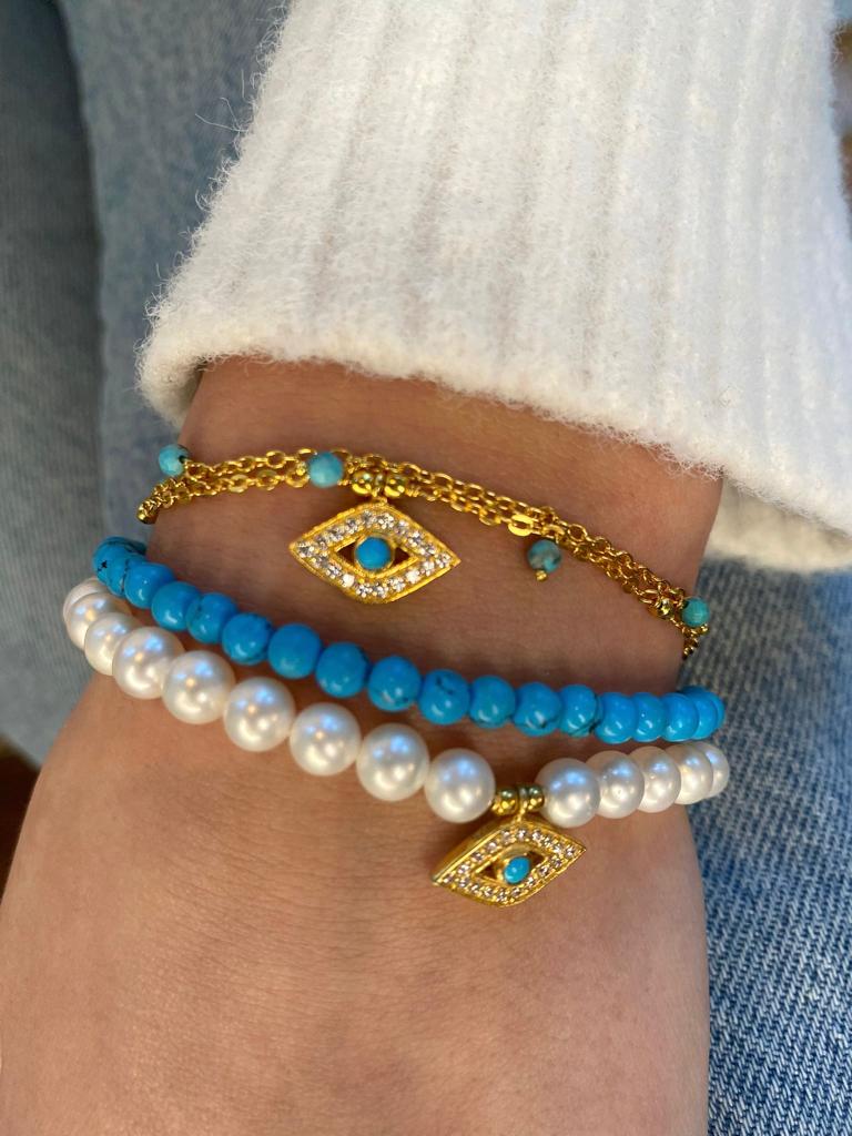 Third Eye Bracelet set in Vermeil for Protection