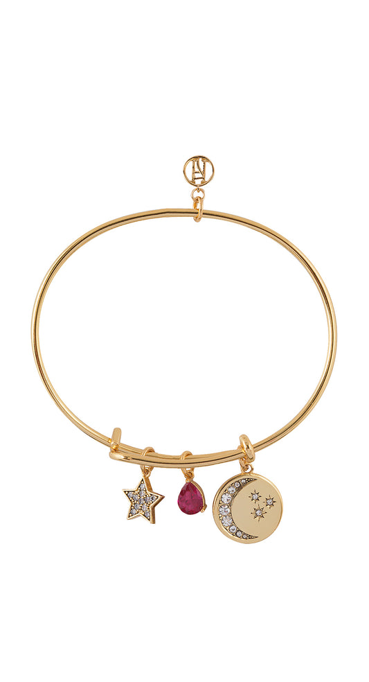 'To Love And Connect' Celestial Bangle 16k Real Gold plating with Zirconia Crystals and Brass