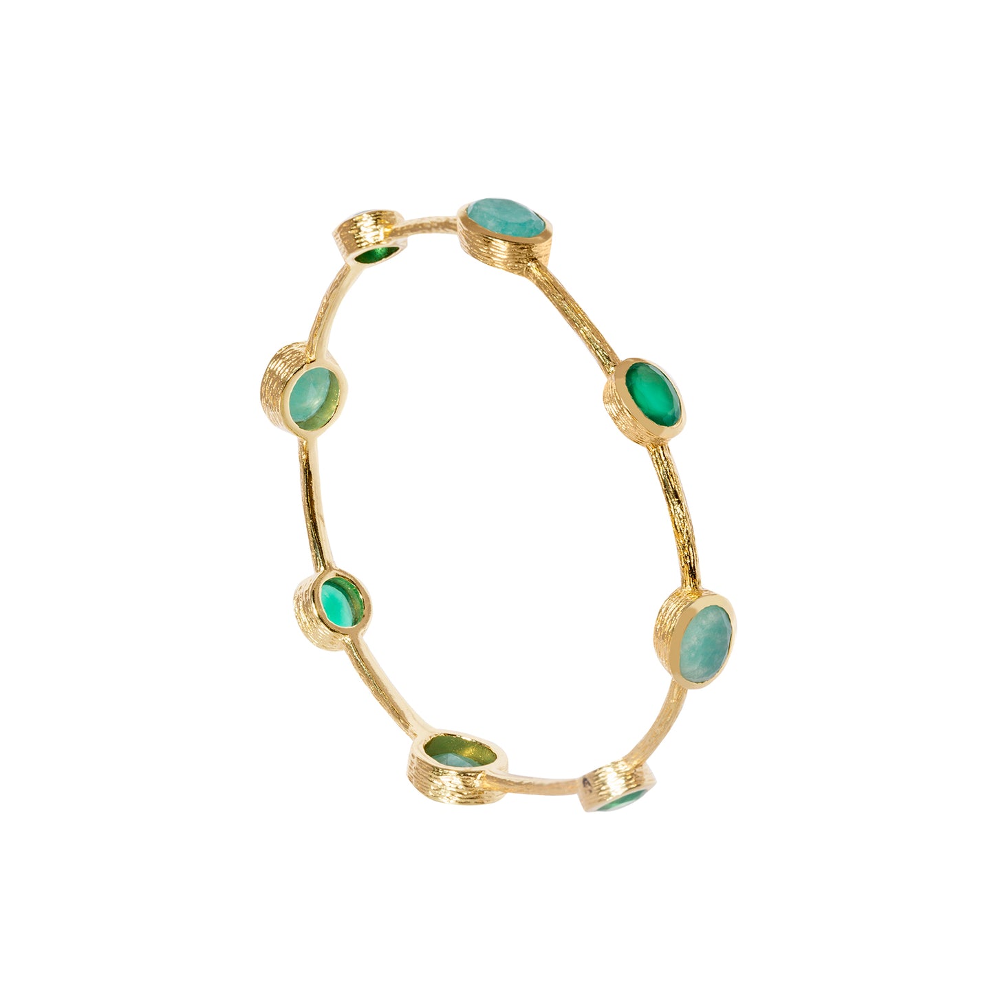 The Gemstone Green Onyx and Amazonite Bangle representing Creativity, Peace and Prosperity