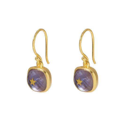 Lavender Chalcedony Star Earrings Representing Alignment, Harmony, Absorbs Negative Energy