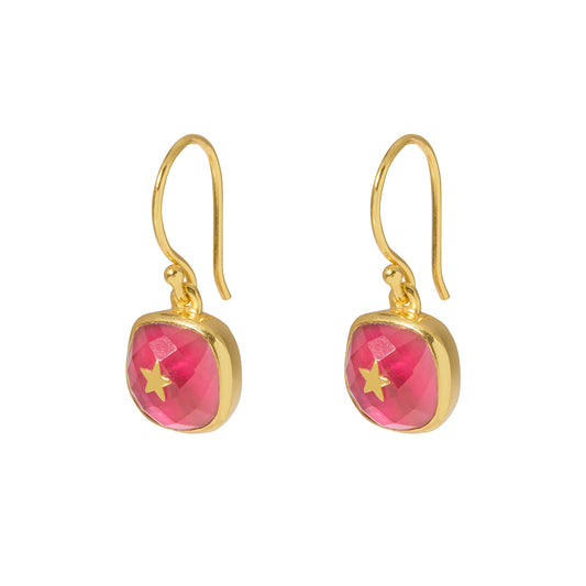 Pearlised Fuchsia pink star earrings representing Purity, Confidence, Self Worth