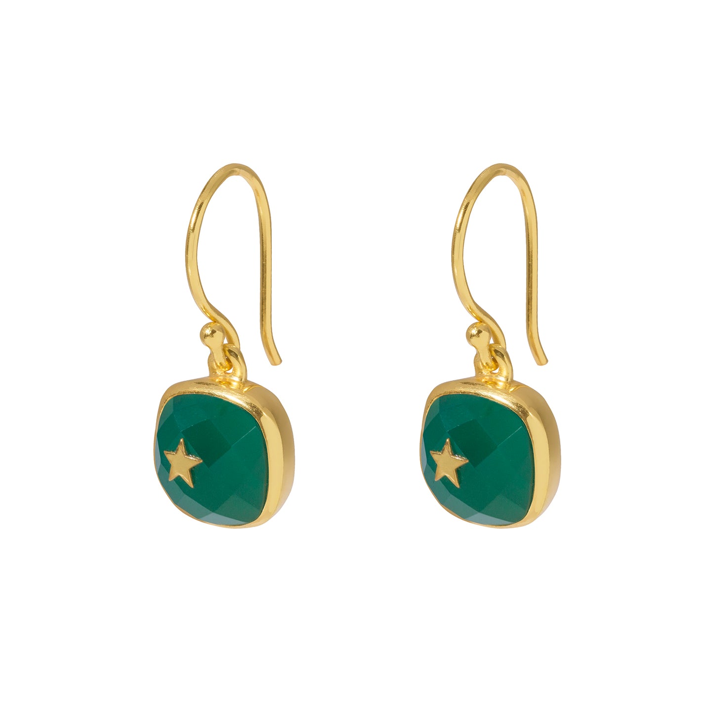 Green Onyx Star Earrings Representing Peace and Prosperity