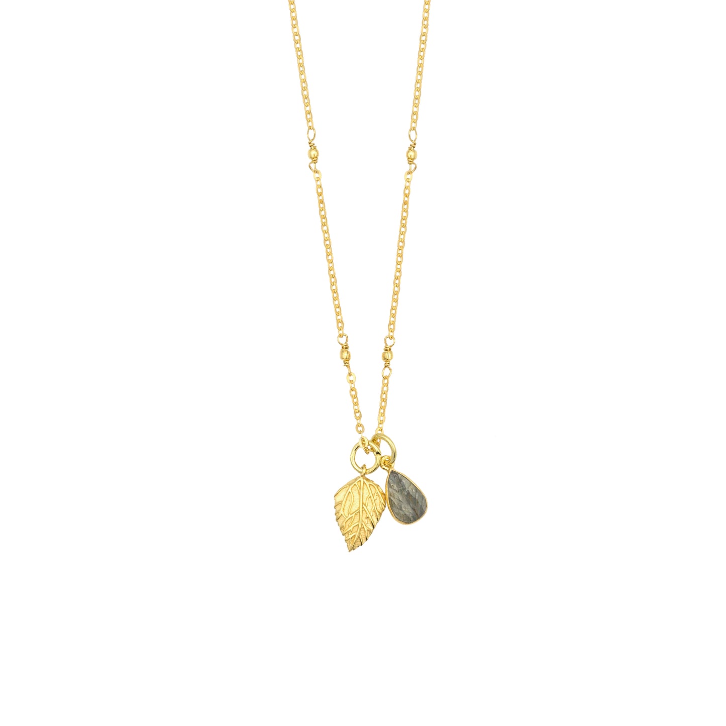 Leaf Charm Vermeil Necklace for Growth & Abundance