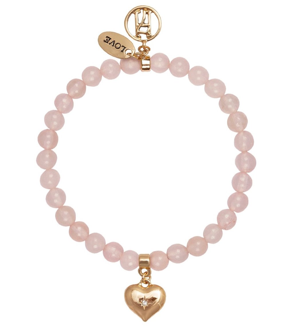 Rose-Quartz Bracelet For Love With Heart Charm