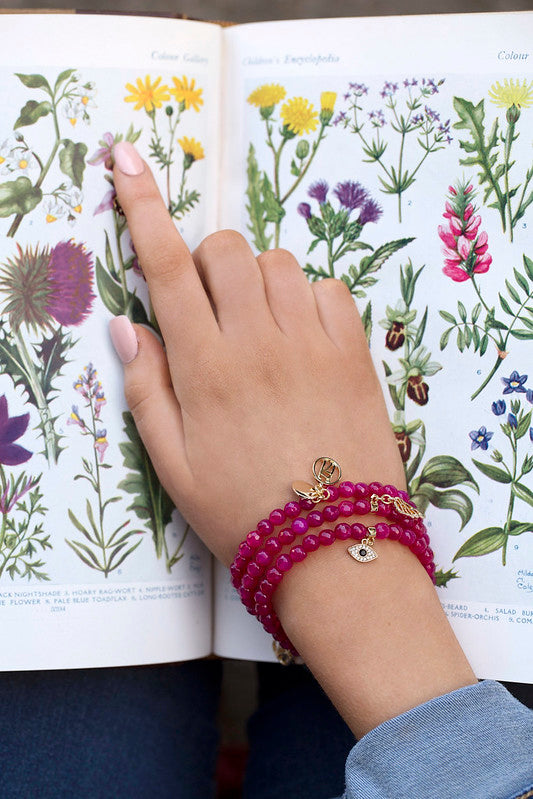 Angel Uriel Red Fuchsia Bracelet with Third eye charm for Inspiration, Study & Success Third Eye Charm