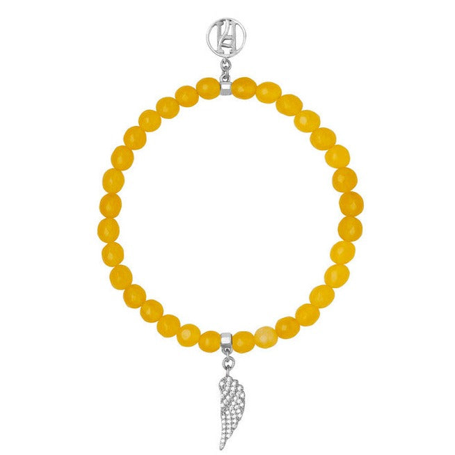 Angel Jophiel Celestial Yellow bracelet with diamante 925 Sterling Silver, 18kt Gold Plating wing charm for Prosperity, Radiance & Positivity
