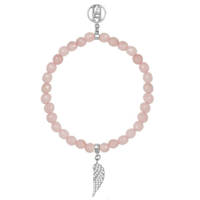 Angel Chamuel Celestial Pink Bracelet with diamante 925 Sterling Silver, 18kt Gold Plating wing charm for Love, Passion & Relationships