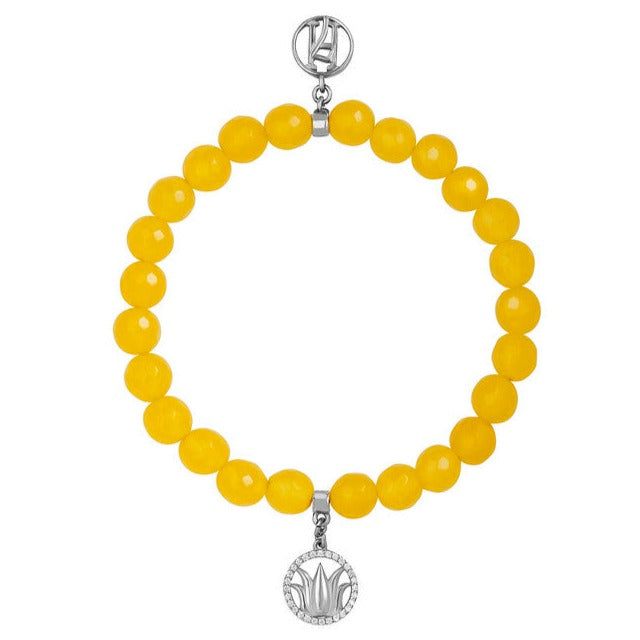 The Solar Plexus Chakra 925 Sterling Silver 18kt Gold Plated Lotus Diamante Bracelet