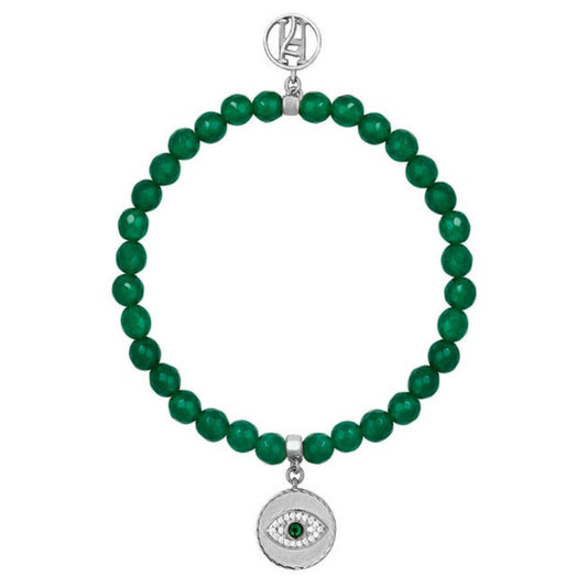 Angel Raphael Green bracelet with diamante 925 Sterling Silver, 18kt Gold Plating Third Eye for Healing, Travel & Guidance