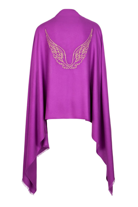 Angel Chameul Pink Embroidered Wings Wrap Scarf for Love, Passion & Relationships