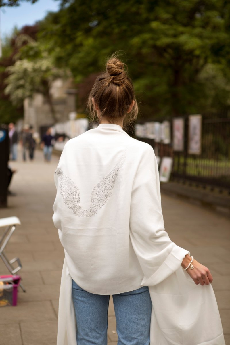 Angel Gabriel Ivory Wrap Wings Scarf for Communication, Family & Creativity