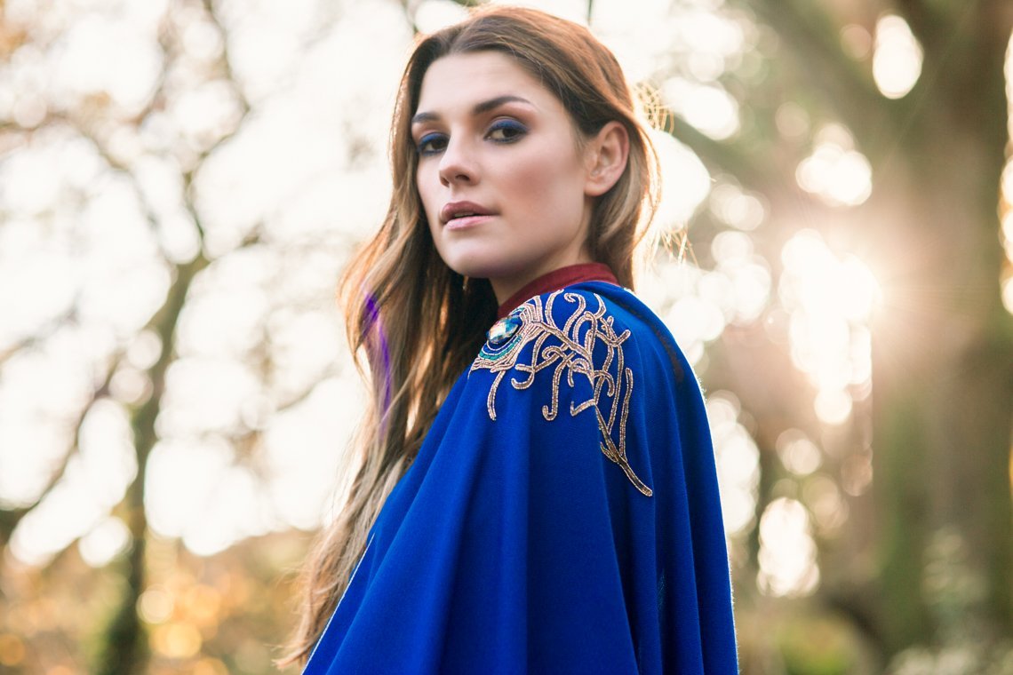 7th Heaven Blue Angel Michael Gold Feather Scarf for Protection, Strength & Courage