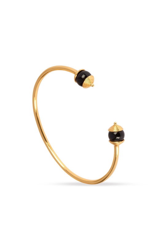 Black Onyx and Gold Bangle for Decision Making, Prosperity, Absorbs Negative Energy