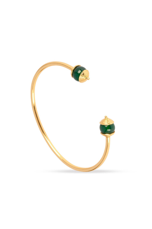 Green Onyx and Gold Bangle for Luck, Protection & Health