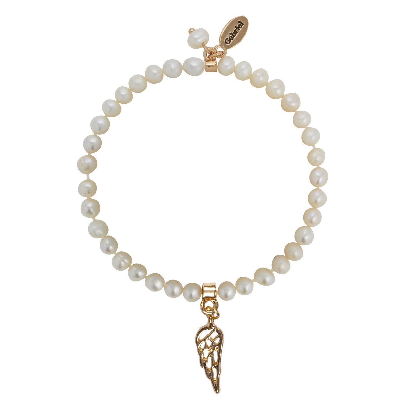 Little Heaven Children's Angel Gabriel Pearl And Angel Charm Bracelet