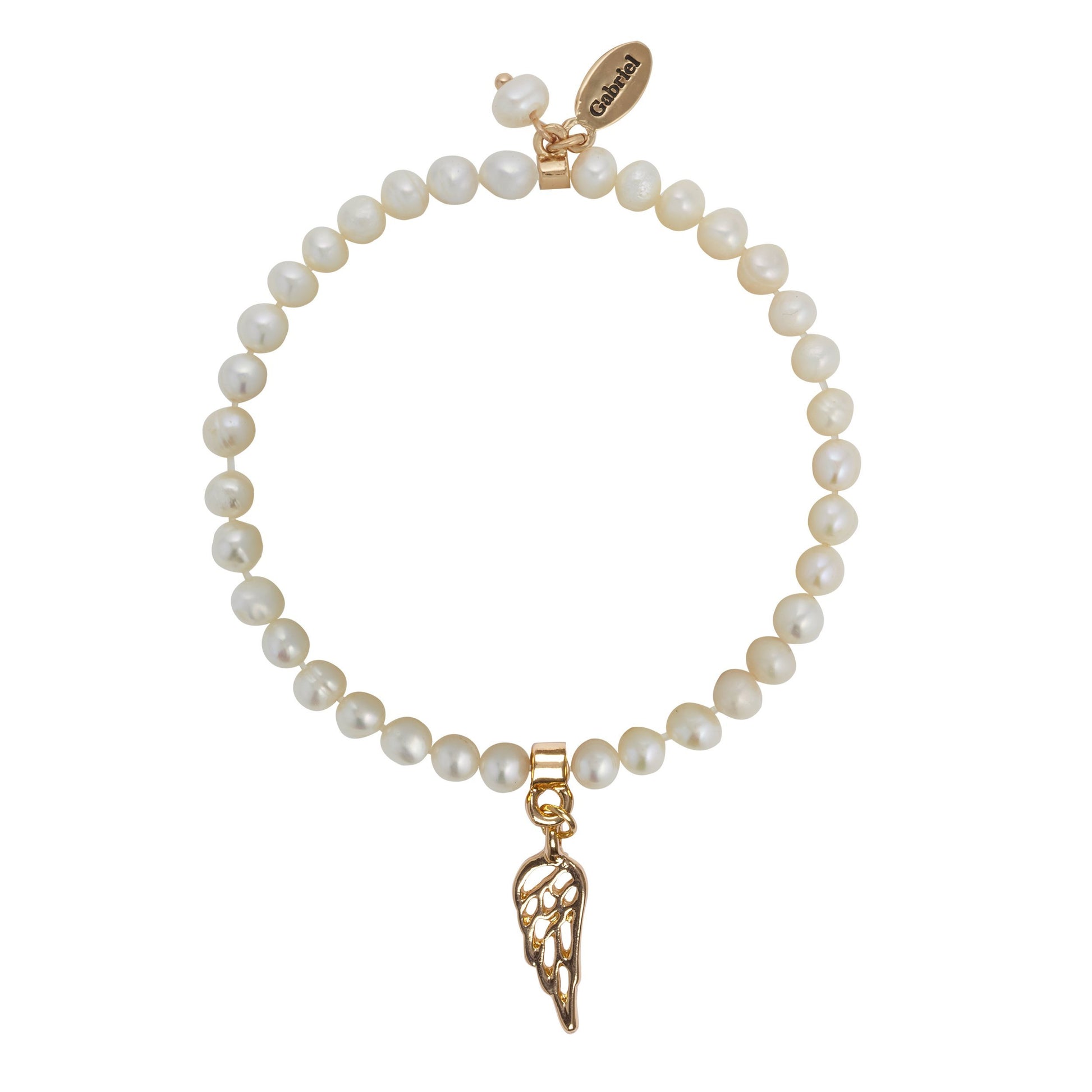 Little Heaven Children's Angel Gabriel Pearl And Angel Charm Bracelet
