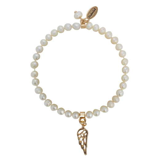 Little Heaven Children's Angel Gabriel Pearl And Angel Charm Bracelet