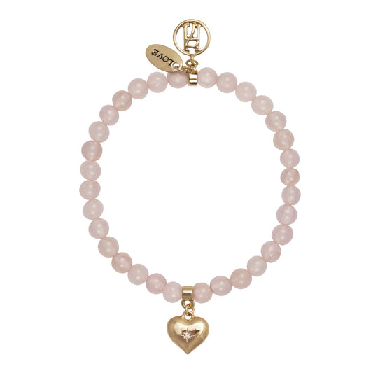"Little Heaven" Rose-Quartz Bracelet With Heart charm For Love & Relationships