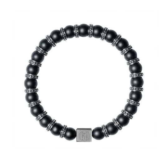 Men's Matte Black Onyx Bracelet for Strength, Power & Protection