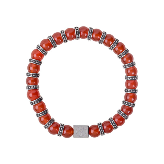 Men's Red Carnelian Bracelet for Endurance, Leadership and Courage