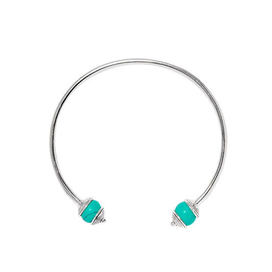 925 Silver & Turquoise Bangle For Luck, Protection & Health
