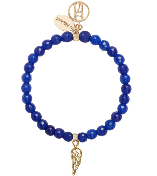 Angel Michael Blue Bracelet for Protection, Strength & Courage Wing Charm