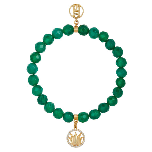 The Heart Chakra 925 Sterling Silver 18kt Gold Plated Lotus Diamante Bracelet