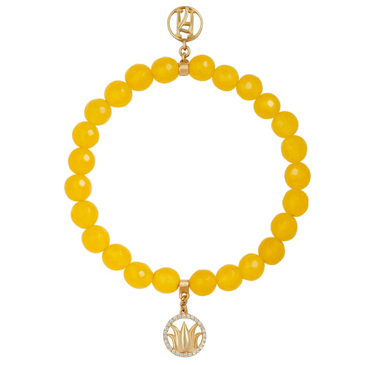 The Solar Plexus Chakra 925 Sterling Silver 18kt Gold Plated Lotus Diamante Bracelet