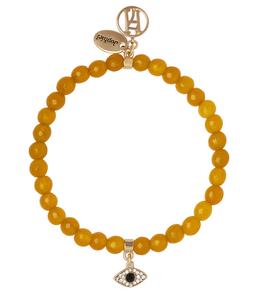 Angel Jophiel Yellow Bracelet for Prosperity, Radiance & Positivity with 3rd Eye Charm