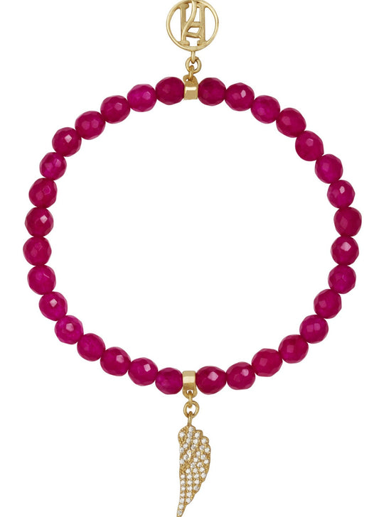 Angel Uriel Bracelet with Diamante, 18kt Gold Plating on Brass wing charm for Inspiration, Study & Success