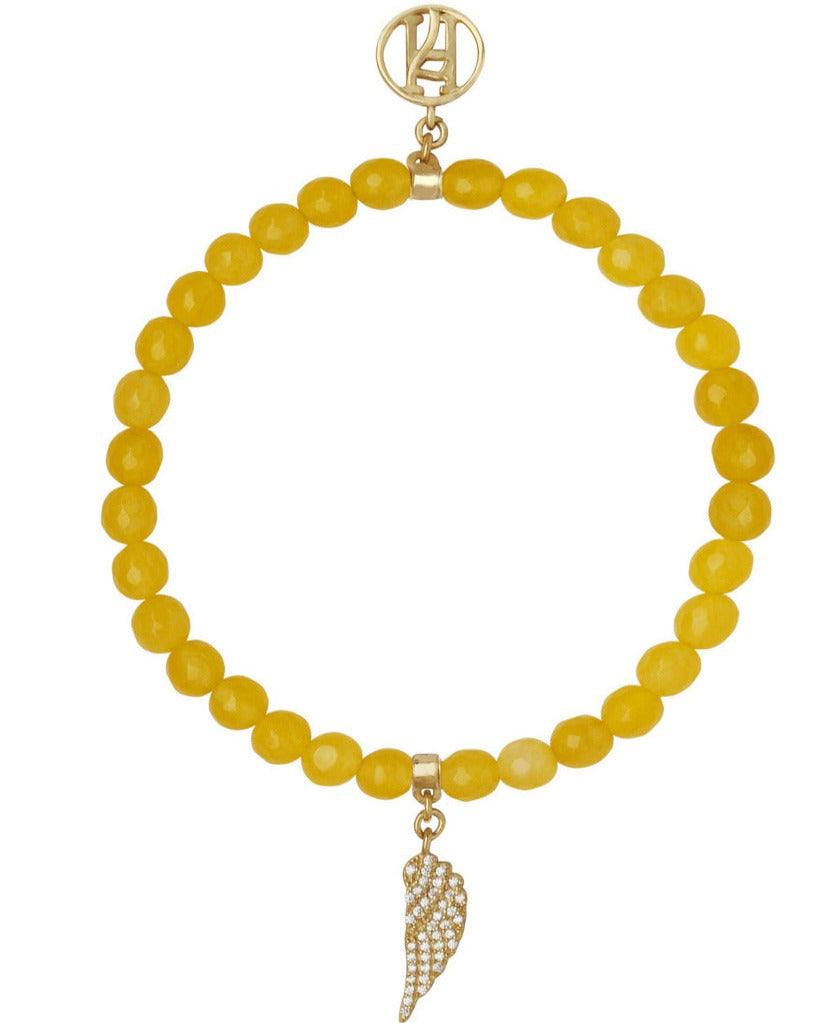 Angel Jophiel Celestial Yellow bracelet with diamante 925 Sterling Silver, 18kt Gold Plating wing charm for Prosperity, Radiance & Positivity