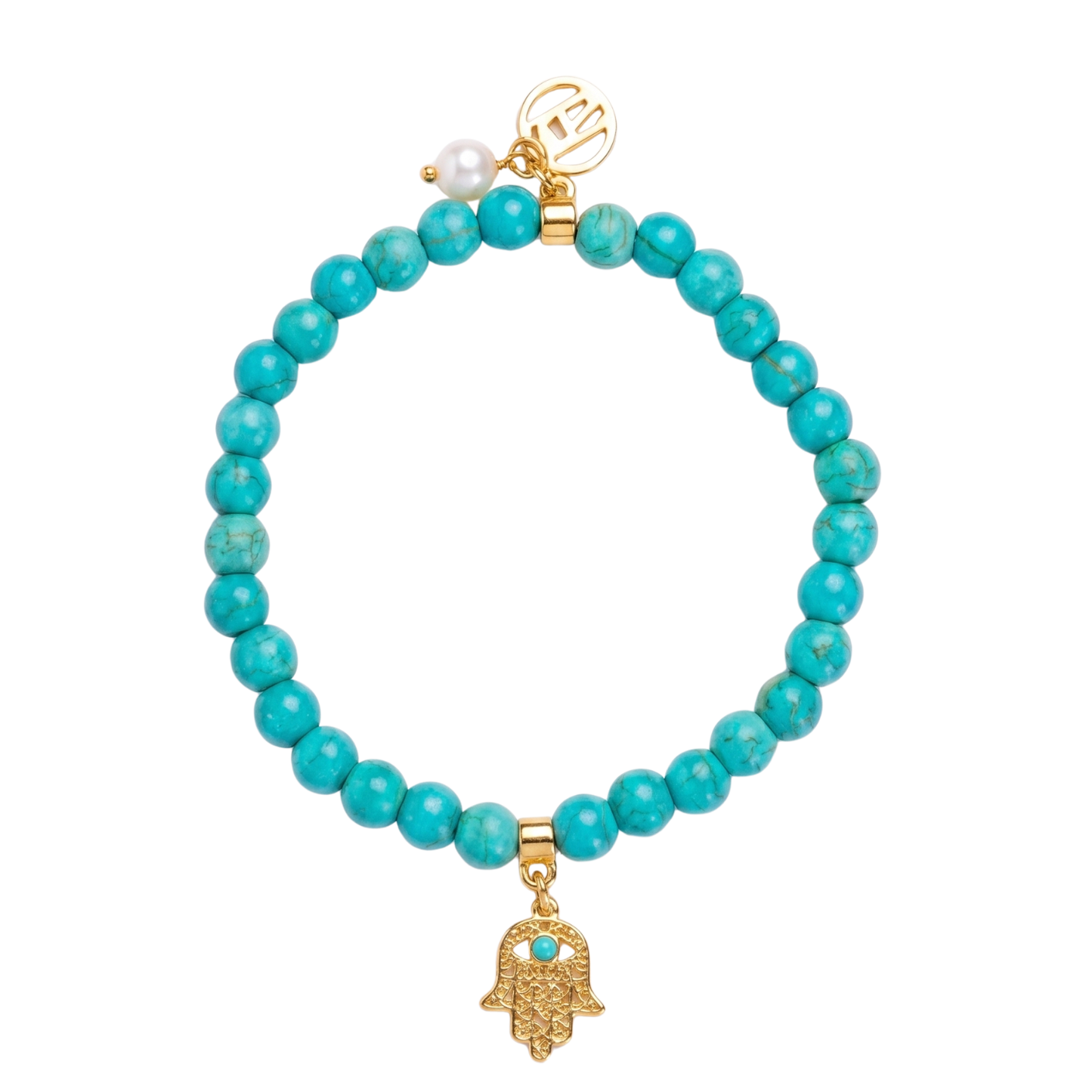 "Little Heaven" Children's Turquoise Beaded Bracelet With Hamsa Hand Charm