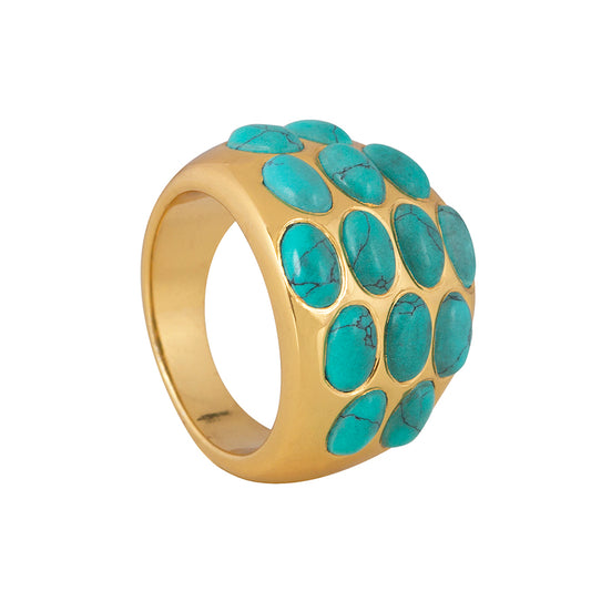 Turquoise 18KT Vermeil Starlight Ring Collection Representing Luck, Protection and Health.