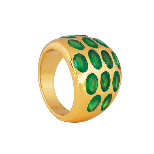Green Onyx 18KT Vermeil Starlight Ring Collection Representing Peace and Prosperity.
