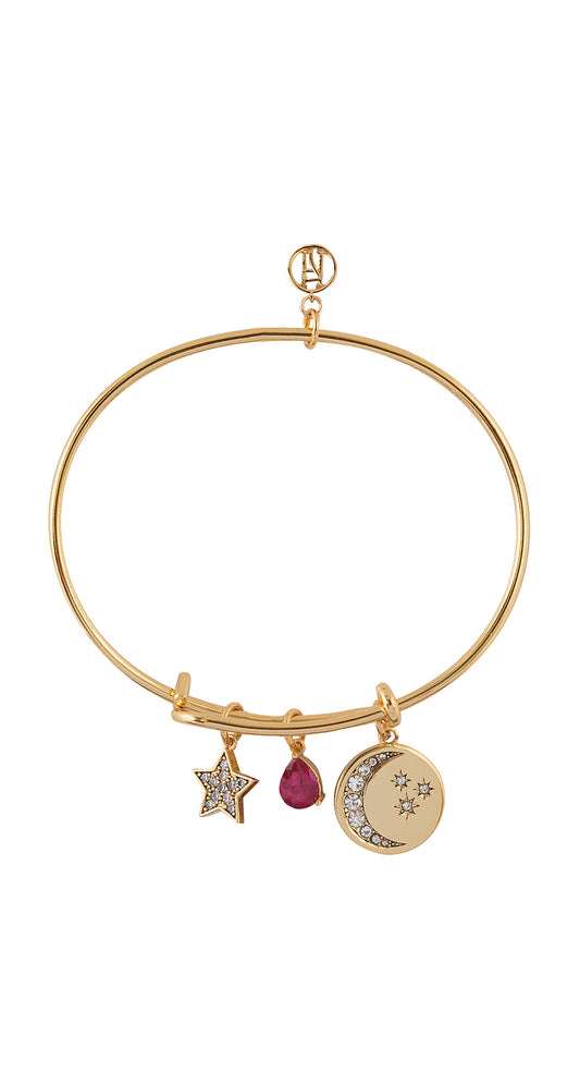 'To Love And Connect' Celestial Graduation Bangle 16k Real Gold plating with Zirconia Crystals and Brass
