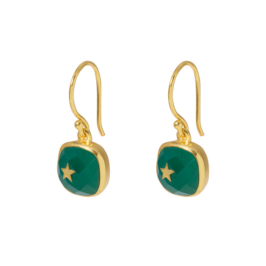 Green Onyx Star Earrings  Representing Peace and Prosperity