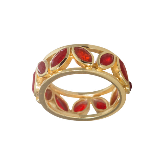 Red Jade Sterling Silver Ring Representing Motivation & Inspiration