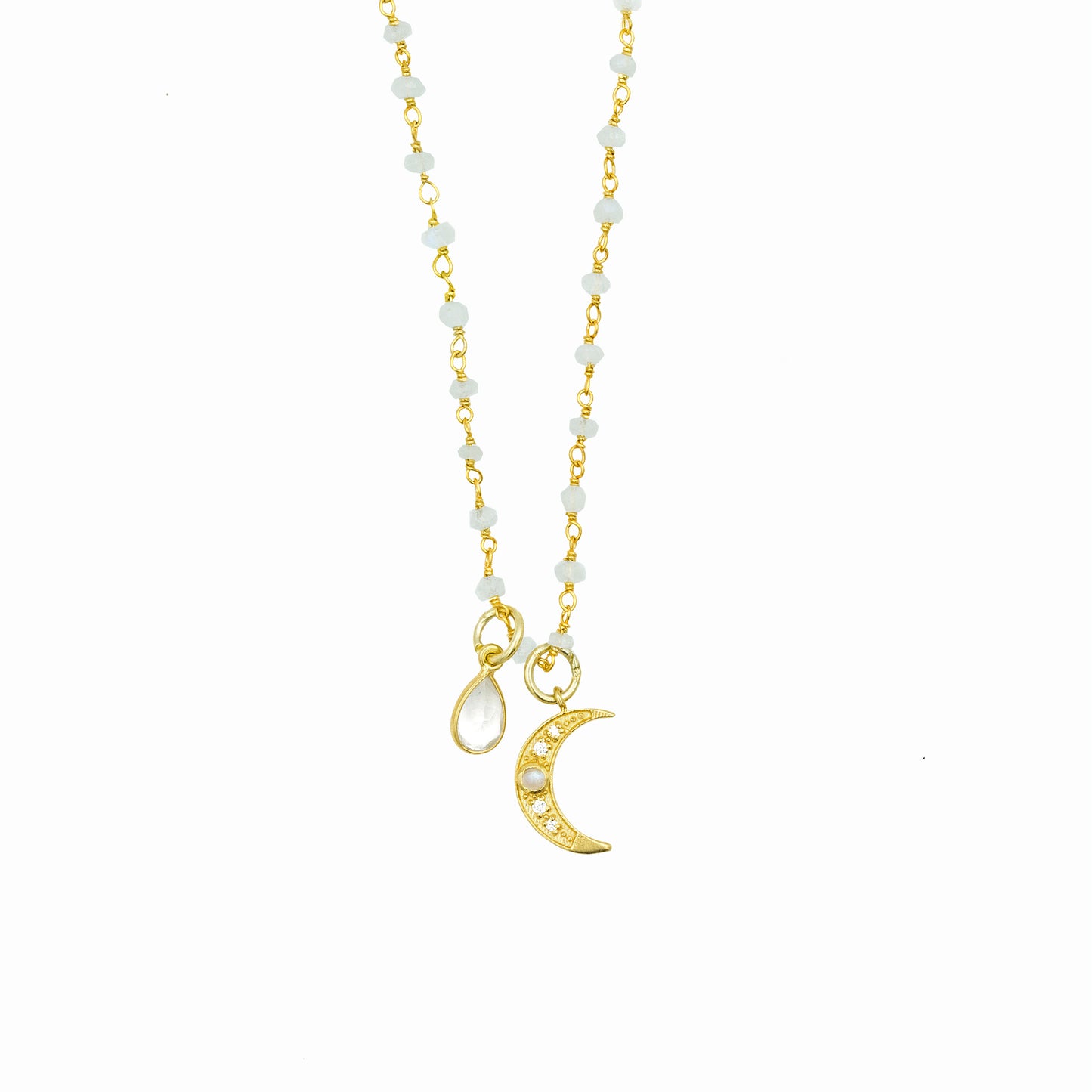 Moon Charm Gemstone Vermeil Necklace for Enlightenment