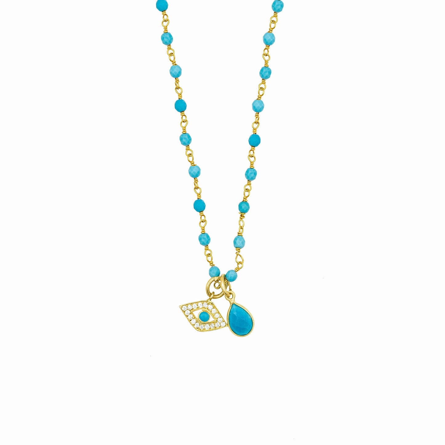 Third Eye Charm Gemstone Vermeil Necklace for Protection