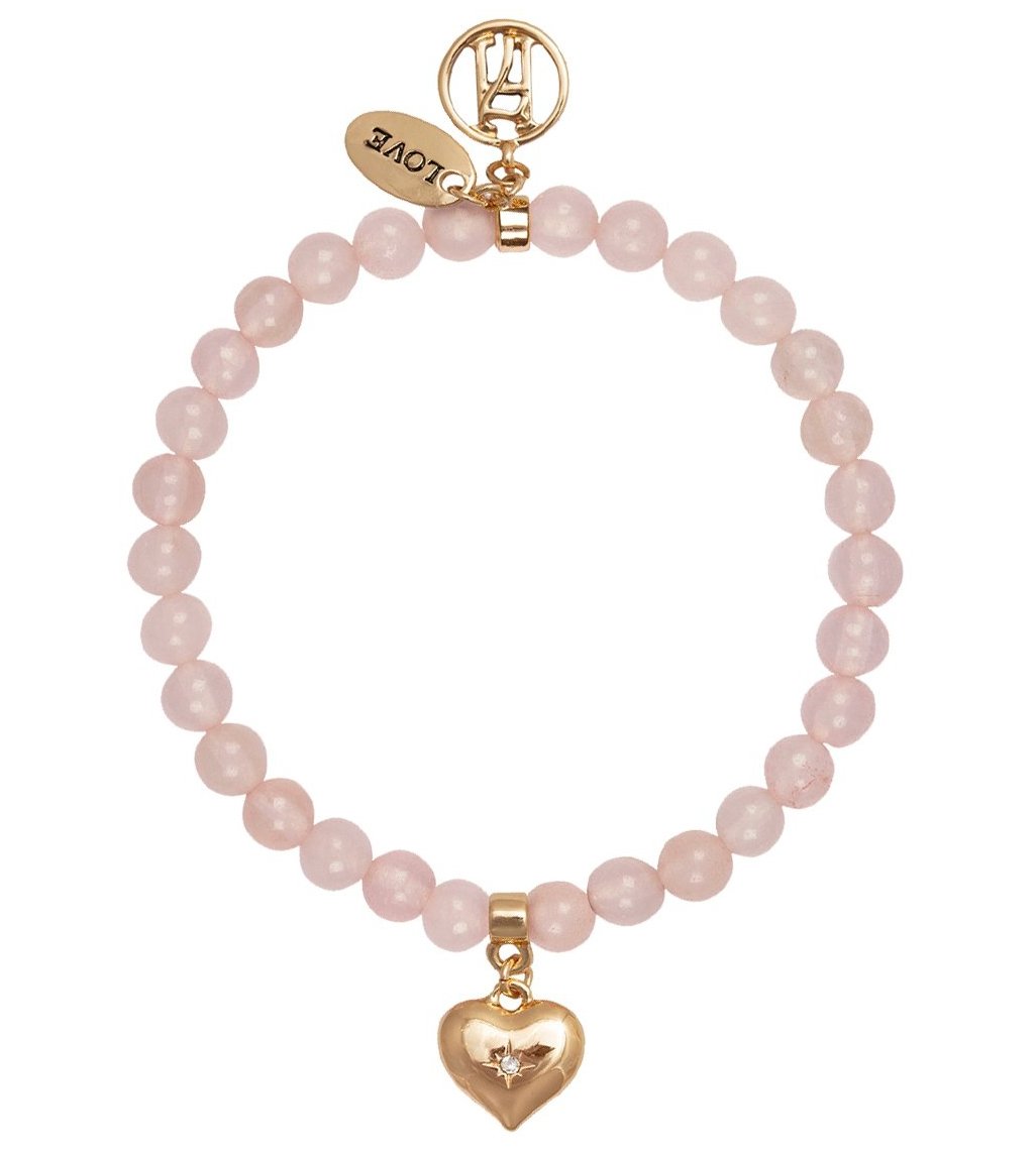 Rose-Quartz LOVE Bracelet with Charm for Passion & Relationships