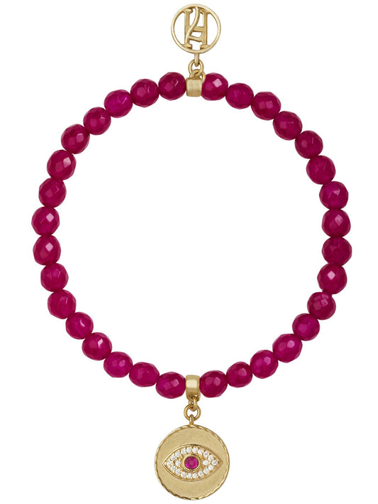 Angel Uriel Red Bracelet with diamante 925 Sterling Silver, 18kt Gold Plating Third eye for Inspiration, Study & Success