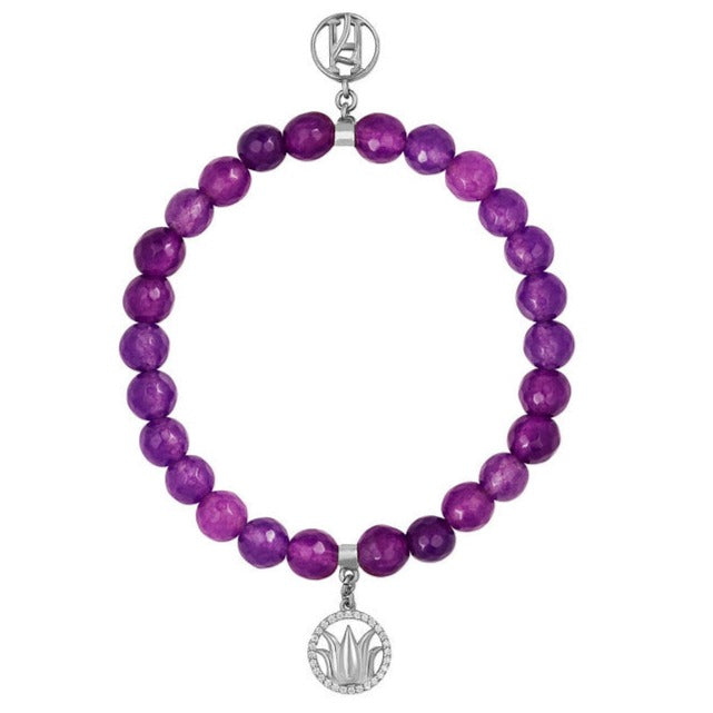 The Crown Chakra 925 Sterling Silver 18kt Gold Plated Diamante Lotus Bracelet