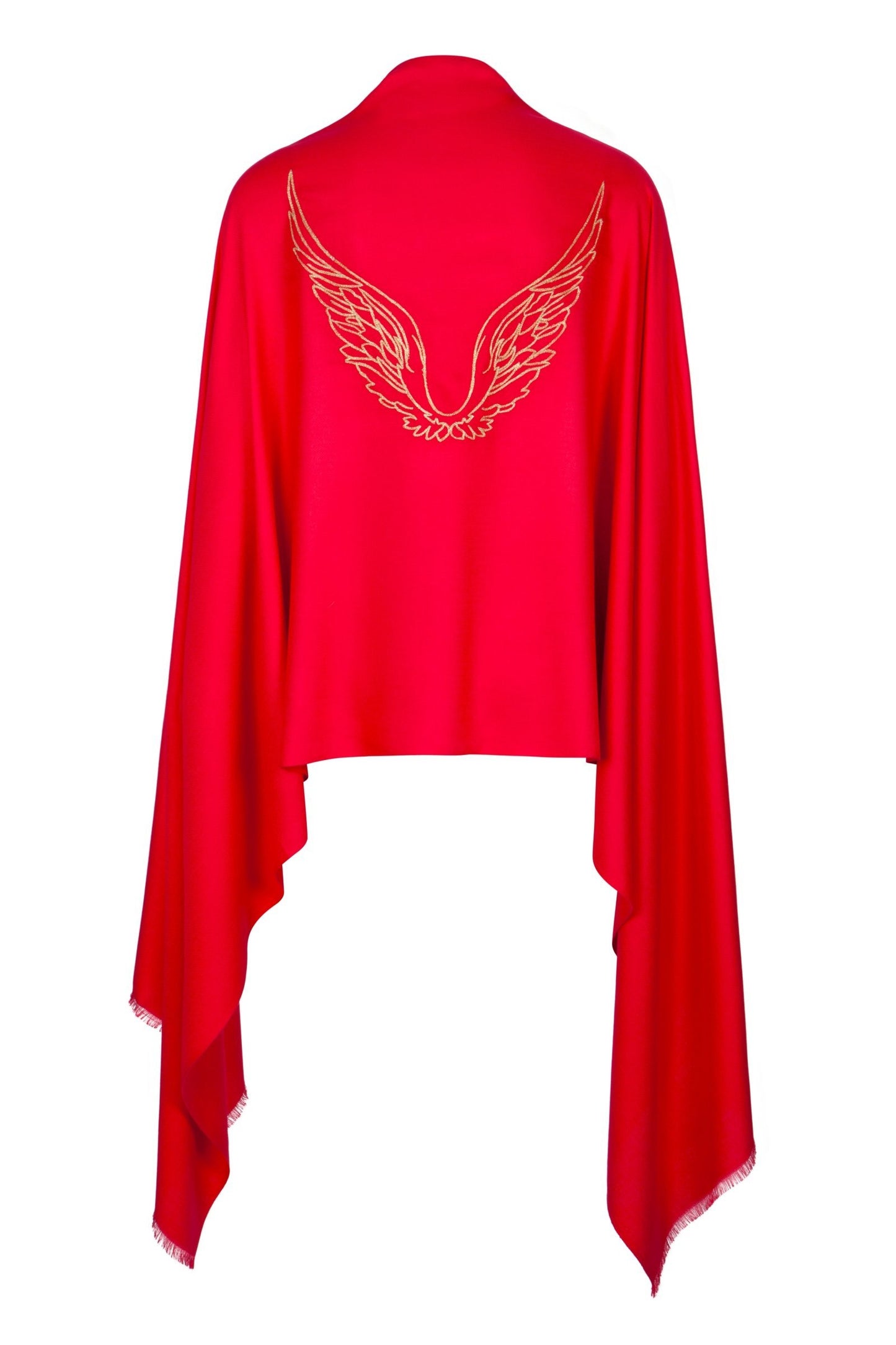 Angel Uriel Red Wrap Embroidered Wings Wrap Scarf for Inspiration, Study & Success