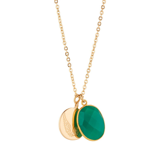 Green Onyx Necklace With Disc Charm for Abundance