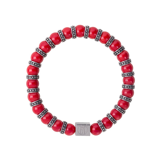 Men's Red Coral Bracelet for Strength, Willpower and Motivation