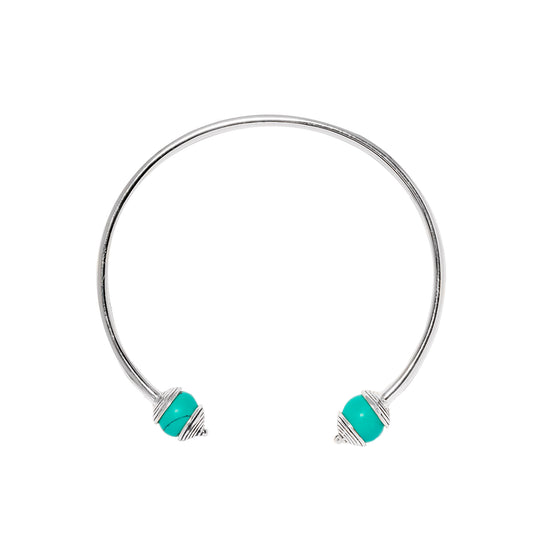925 Silver & Turquoise Bangle For Luck, Protection & Health