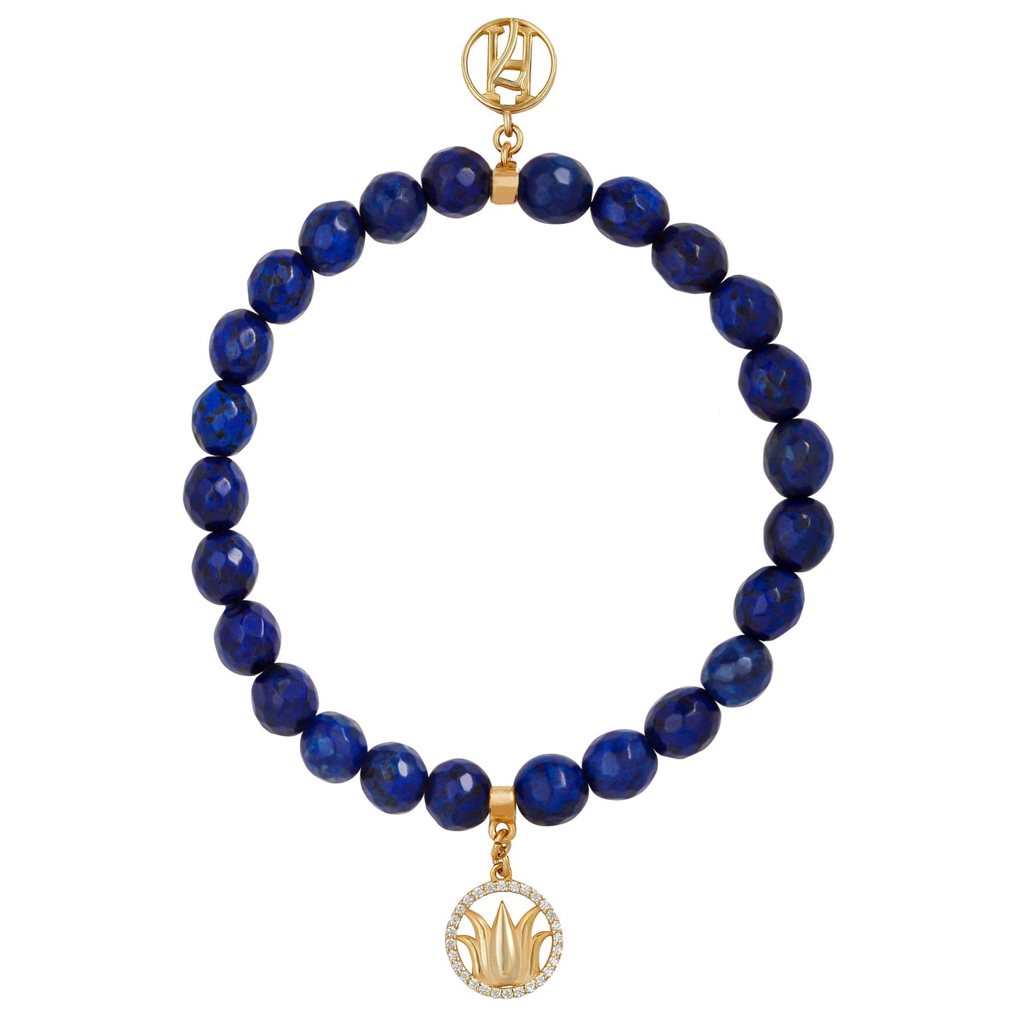 The Third eye Chakra 925 Sterling Silver 18kt Gold Plated Lotus Diamante Bracelet