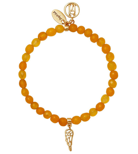 Angel Jophiel yellow bracelet with wing charm for Prosperity, Radiance & Positivity Wing Charm